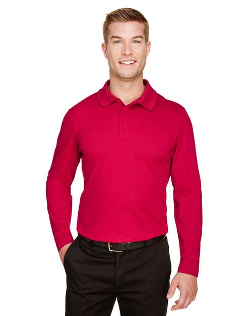 Men's CrownLux Performance® Plaited Long Sleeve Polo
