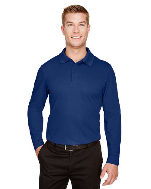 Men's CrownLux Performance® Plaited Long Sleeve Polo