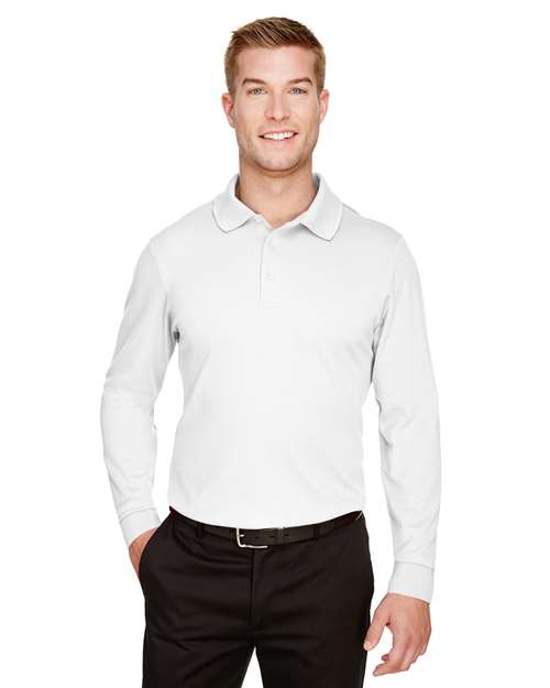 Men's CrownLux Performance® Plaited Long Sleeve Polo